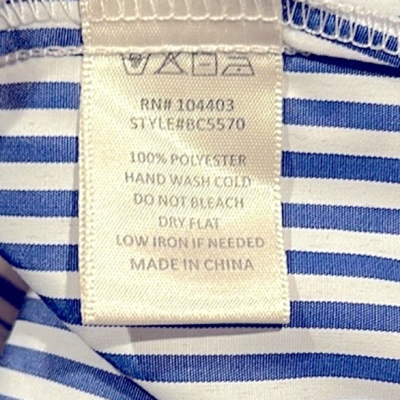 NEW J.O.A. STRIPED BLUE WHITE SLEEVELESS BOW TIE DETAIL TOP BLOUSE L - Picture 10 of 12